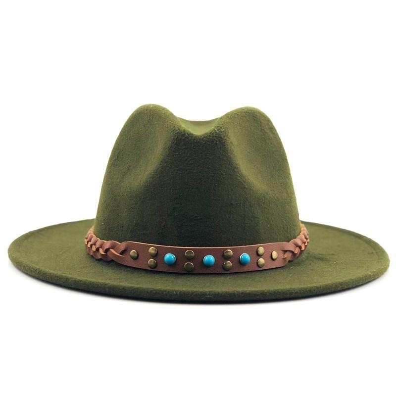 

Женская и мужская шерстяная шляпа-федора с кожаной лентой, джентльменская элегантная женская кепка зима-осень с широкими полями, джазовая церковная панама-сомбреро 55-58CM