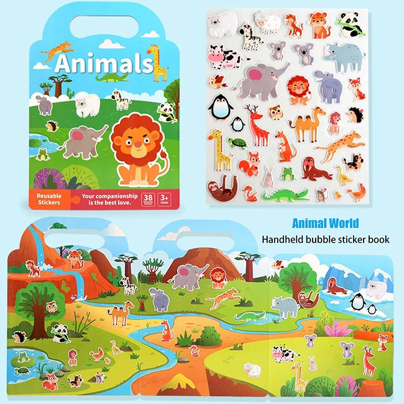 Children Diy Sticker Book Bubble Scene Sticker Jelly Paste Toy Kids Portable Reusable Quiet Busy Paste A Book