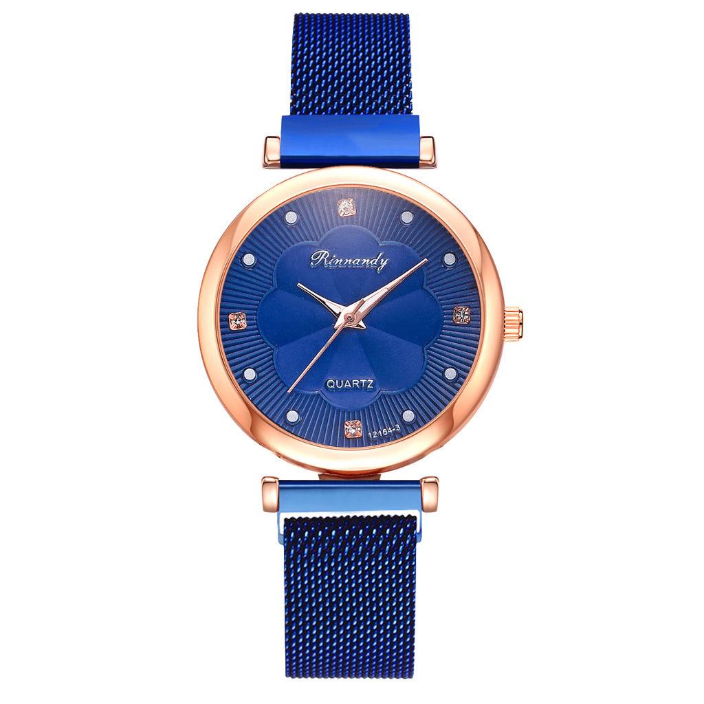 5Pcs/set Women's Simple Mesh Belt Magnet Quartz Watch + Bracelet Set Quartz Watch