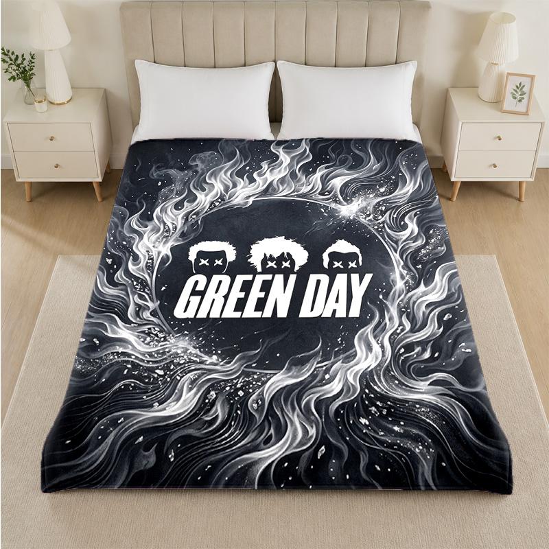 Green Day Print Flanelldecke Gemütliche Leichte Plüschdecke für Bett Sofa Haushalt