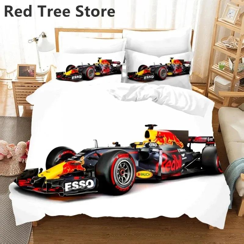 Red Racing Car 3D Kids Boy Bedding Set F1 Game Racer Printing Duvet Cover 3Pcs Bedclothes With Pillowcase Twin Full Bedspread