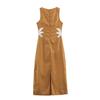 2025 Summer Women's Sleeveless Coconut Tree Embroidery Dress - European & American Style