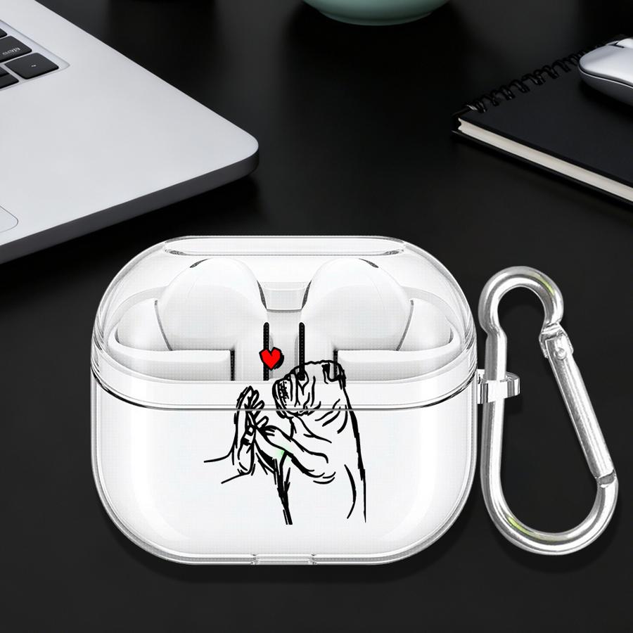 Pet Heart Paws Case For Samsung Galaxy Buds 3 FE 2 4Pro 4 Pro 2Pro Live 3Pro Clear Earphone Cases Cover With Hook