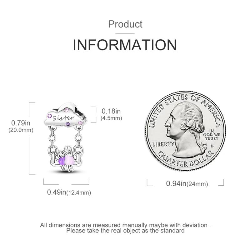 Authentic Charm Bead Charms copper Good Sisters Play on A Swing Bead Charms Compatible With Charm Bead Charms Plata Bracelets for Women Jewellery Maki
