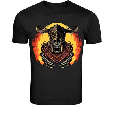 Skull Warrior Helmet T-Shirt - Dark Fantasy Fire Knight Graphic