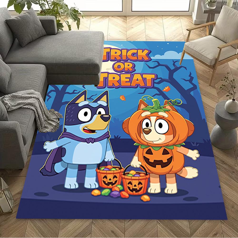 Bluey Friends Adventure Floor Rug Office Rug Suitable for Dining Room Foyer Kitchen Game Room Anti-slip Rug Anime Office Decor Gift for Festivals
