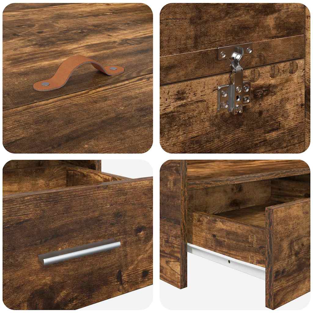 Storage Bed Frame Smoked Oak 200 X 200 Cm