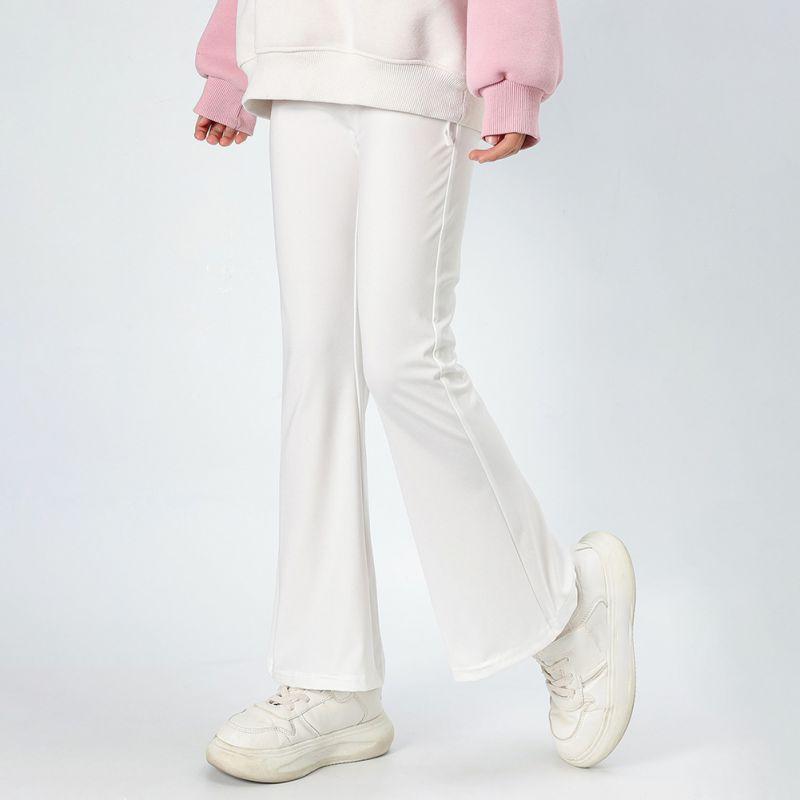 3-14 Jahre Kinder Mädchen Einfarbig Elastische Schlaghosen Hohe Taille Fitnesshose