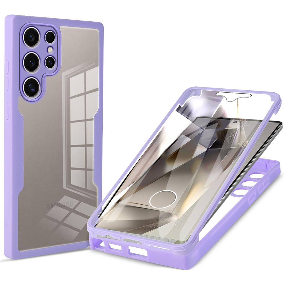 

For Samsung Galaxy S24 Ultra Case Acrylic+TPU Clear Phone Cover with PET Screen Film Purple