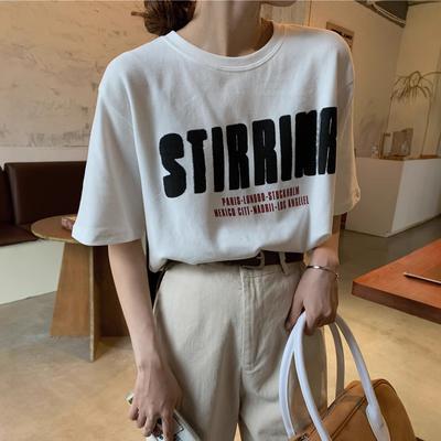 Mode schlichte Buchstabenaufdruck junge Mädchen Kurzarm T-Shirts für Damen Sommer lässiges lockeres T-Shirt Harajuku Streetwear T-Shirt weiß y2k Oberteile