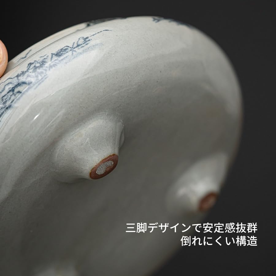 Stylish Ceramic Incense Holder with Lid, Stainless Steel Mesh, and Non-flammable Sheet. Incense Set with Spiral Incense. Perfect for Buddhist Altars,