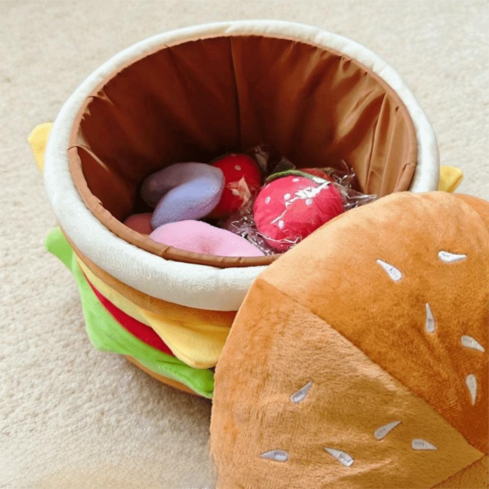 Soft Hamburger Storage Stool Cartoon Shoe Bench Multi-functional Storage Sitting Stool Living Room