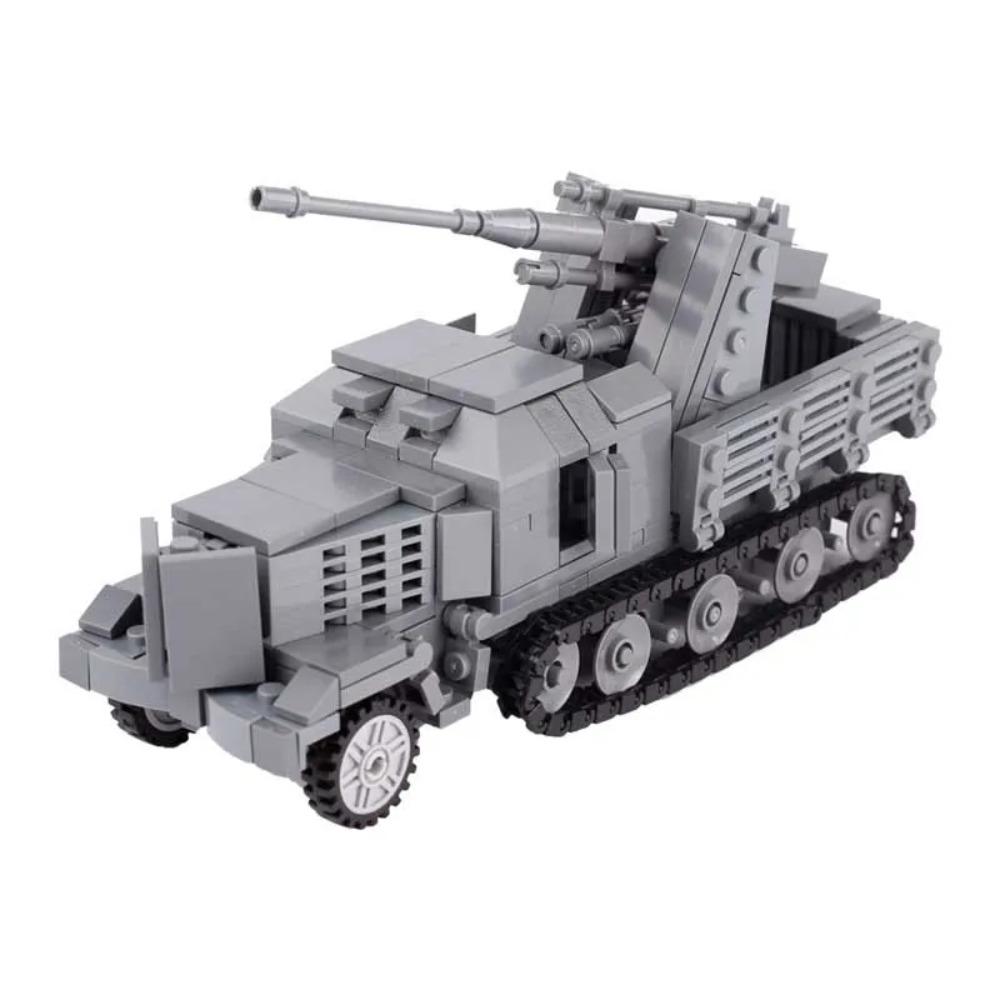 MOC WK2 Deutscher Militärpanzer Fahrzeug gepanzertes Auto Bausteine Set Kriegsszene US-Soldaten Transporteur Steine Spielzeug Jungen Geschenk