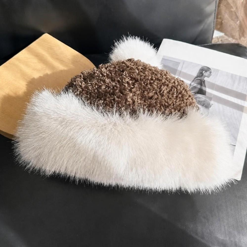 Thick Plush Plush Winter Hat Ear Covering Faux Fur Hats Gifts Basin Hats  Women
