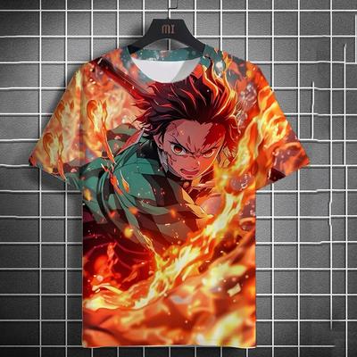 Sommer Herren T-Shirt Anime Grafik 3D Druck Kurzarm Sommermode Trend Übergroßes T-Shirt Street Casual Loose Top