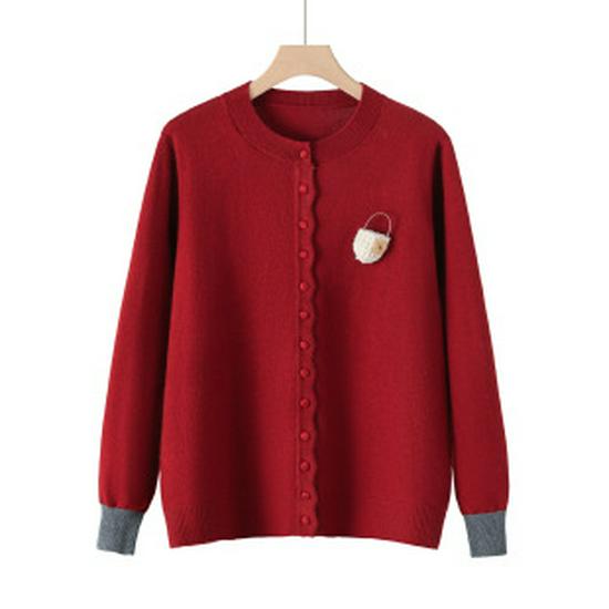 

Mom s 2026 Elegant Wool Sweater: Spring/Fall Knitted Base Layer for Youthful Middle-Aged & Elderly Women 5XL
