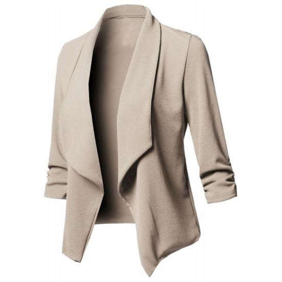 Fashion Women Small Suit Jacket Autumn Long Sleeve Top Solid Color Outwear