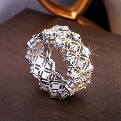 Retro Hollow Diamond Ring Two-tone Line Ring High-end Ladies Jewelry Engagement Ring Wedding Rings Gold Couple Wedding Rings