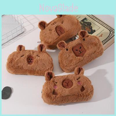 Capybara Plush Pencil Case With Soft Short Plush Large Capacity For Kids And Teens