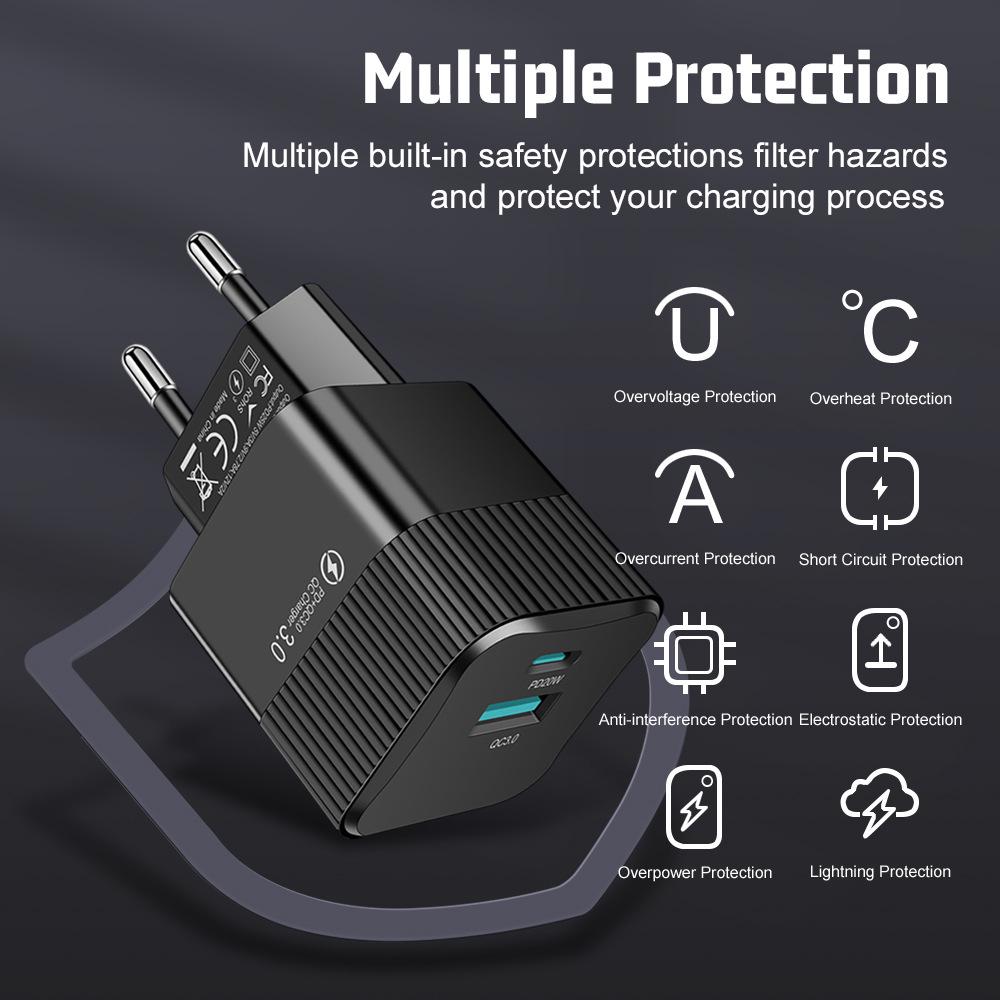 Macaron 25W USB+PD Super Fast Charger - EU/US/KR Standards