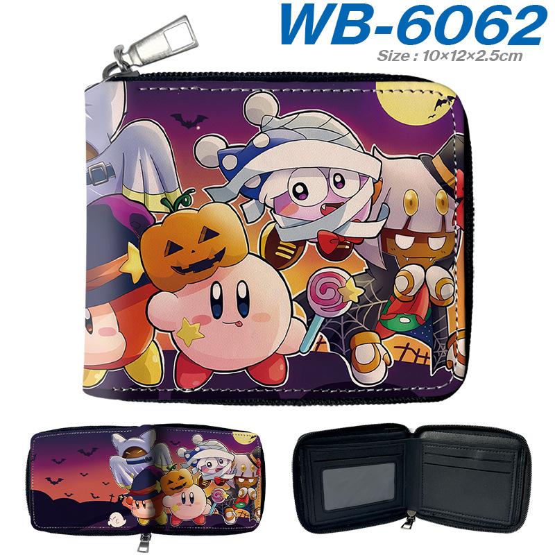 Kirby Short Wallet PU Leather Full Color Cartoon Pattern Zip Coin Purse Pink 1pcs