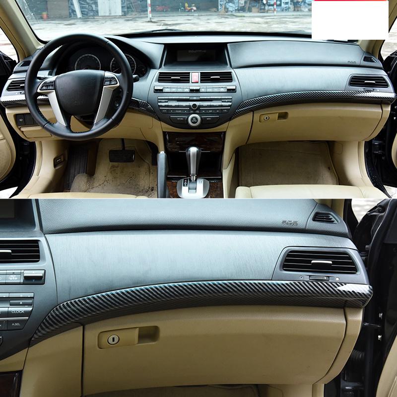 3pcs/Set Carbon Fiber Texture ABS Central Console Dashboard Strip Trim LHD Fit for Honda Accord 8th 2008 2009 2010 2011 2012