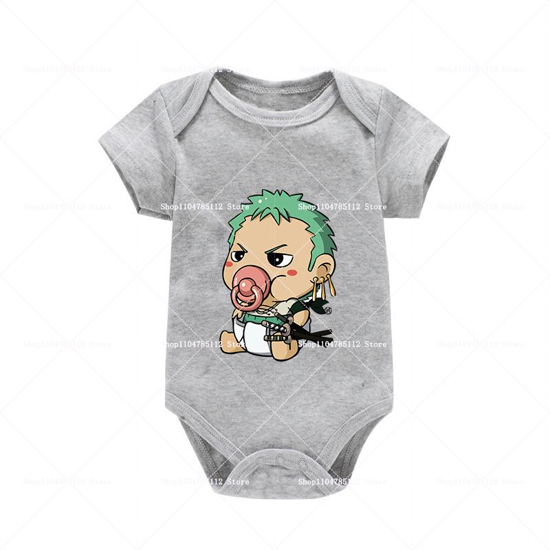 One Piece Baby Krabbelkleidung Neugeborene Baumwollkleidung Luffy Niedliche Anime Figur Strampler Krabbel-T-Shirts Hautfreundliche Strampler Geschenk