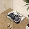 VIKAMA Motorcycle Flannel Rug, Non-Slip Absorbent Doormat for Entryway, Garage & Bathroom, Soft Home Decor Carpet
