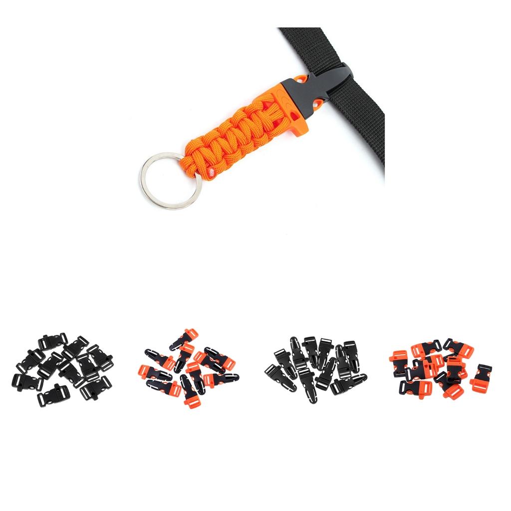 10 Pack Plastic Side Release Buckle Hand Strap Hook Emergency Whistle Strap Clip for Backpacking Climbing Rope