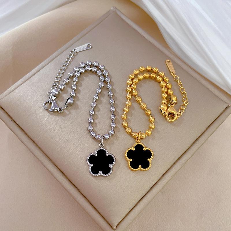 Dongmen Personality Temperament Mori Cold Wind Clover Round Bead Bracelet Female Retro