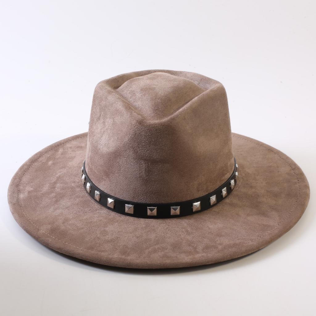Pălărie de top cu boruri mari din piele de căprioară, stil european și american popular, pălărie western de cowboy, modă clasică pentru bărbați și femei