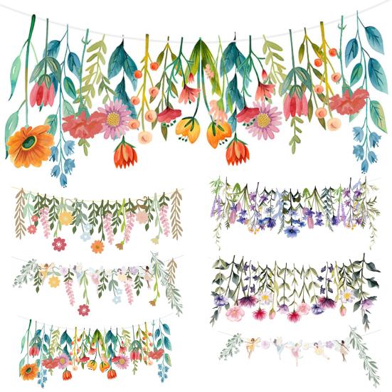Yousheng DIY Spring Flower Banner Handmade Paper Fairy Leaves Floral Hanging Garland Wedding Baby Shower Birthday Party Backdrop