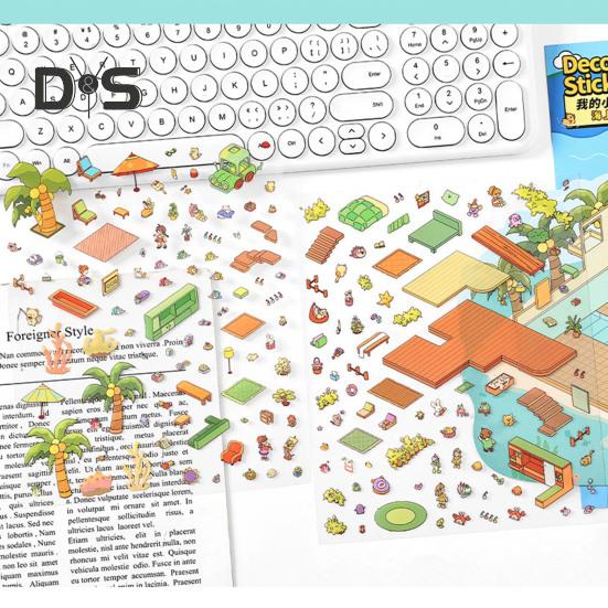 2 Sets DIY 3D House Scene Stickers with Background Boards Creative Mini Room Craft Stickers for Stress Relief And Fun Interactive Gifts