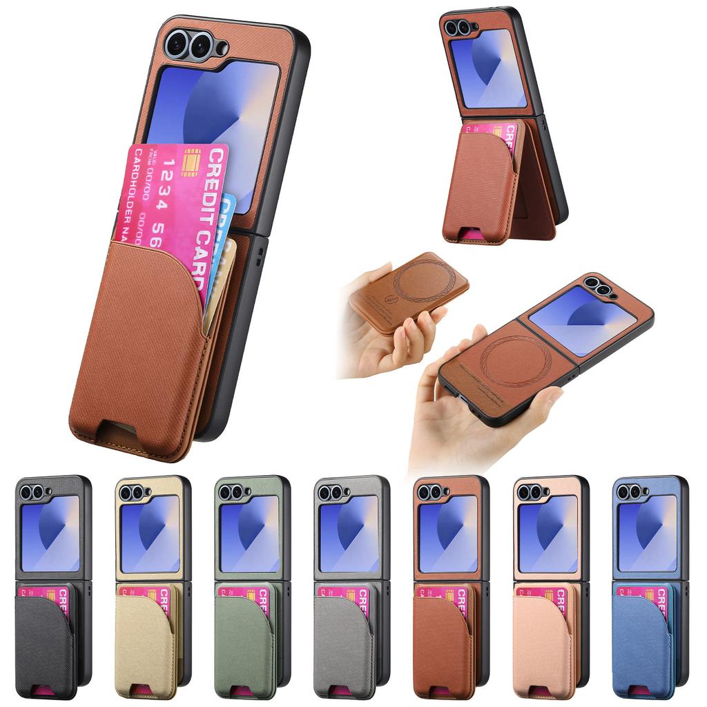 2 in 1 Detachable Vertical Card Solt Wallet Leather Case For Samsung Galaxy Z Flip 7 FE 6 5 Cowboy Magnetic For Magsafe Cover