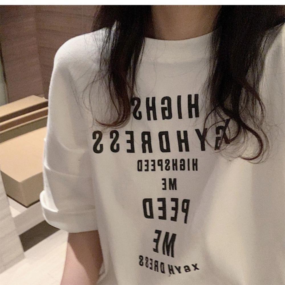 Retro American Sle Women's T-irt Summer 2026 Loose Long Sve Printed Ort Sve Trendy Leisure Round Ne Top
