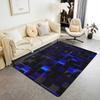Erosebridal Teen Boy Geometric Rug 3x5 Black Navy Royal Blue Kids Area Rug,Neon Abstract Stereoscopic Check Grid Carpet Square Plaid Decorat