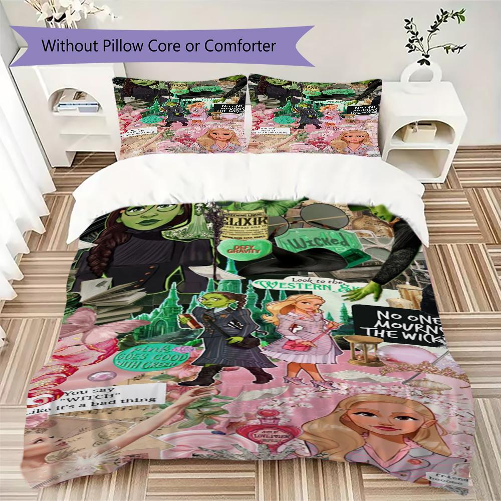 WICKED Pattern Bedding,Quilt Set Quilt Cover Pillowcase Home Birthday Gift(1 * Duvet Cover + 2 * Pillowcase, Without Core)_lx