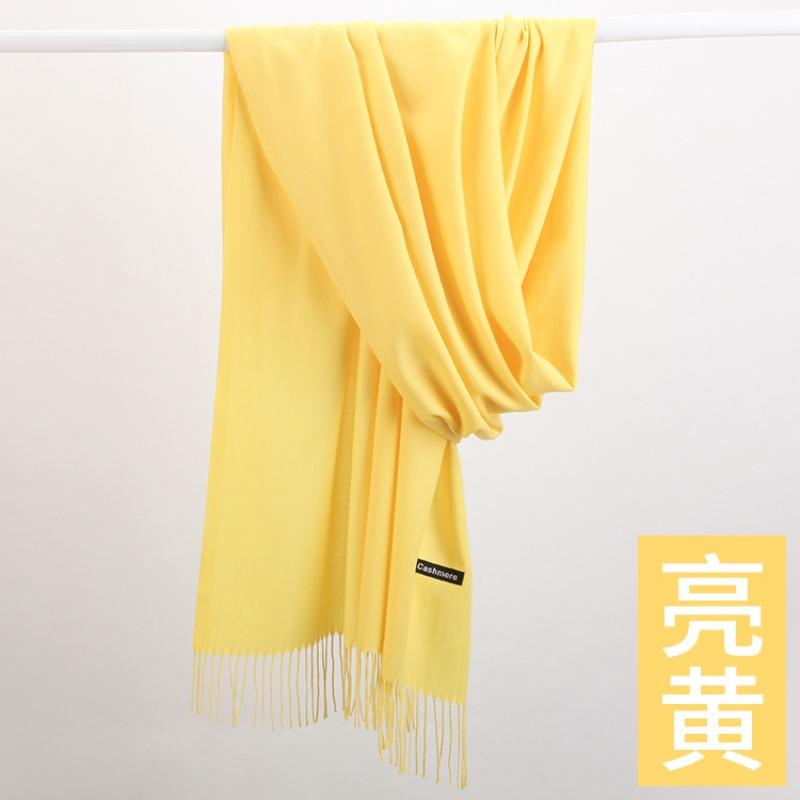 Autumn and winter new cashmere scarf women's thickened fringed warm pulled solid color bright red scarf shawl