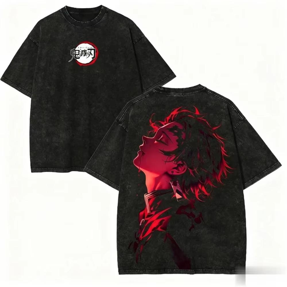 

Tanjirou Dynamic Print Pattern T-Shirt Casual Outdoor Everyday Men s and Women s Short Sleeve S