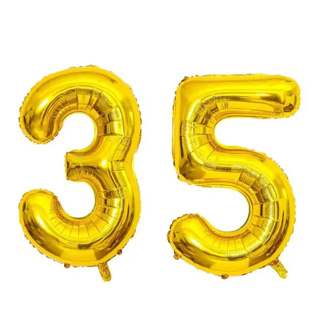 2pcs 40 Inch Number Figure Foil Balloon16 18 20 21 25 30 35 40 Years Adult Old Birthday Party Anniversary Decoration Air Balloon