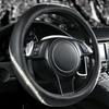 Universal Crystal Rhinestone Leather Steering Wheel Cover Car SUV Truck - Non-Slip Handmade Fashion Accessory