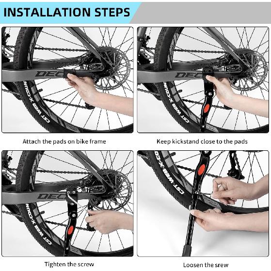 ROCKBROS Bike Kickstand Adjustable Bike Rear Mount Kickstand Bike Side Aluminium Alloy Adults Kick Stand For 22’’-28’’ Inch Mountain Road
