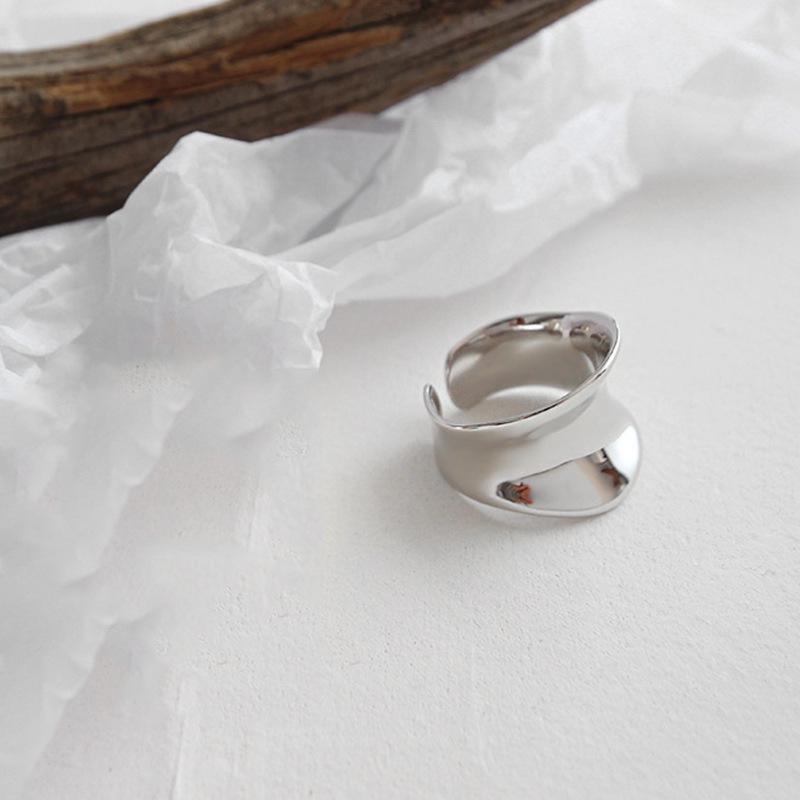 Women s Minimalist Geometric Metal Ring - Adjustable Irregular Concave Convex Design Open Adjustable