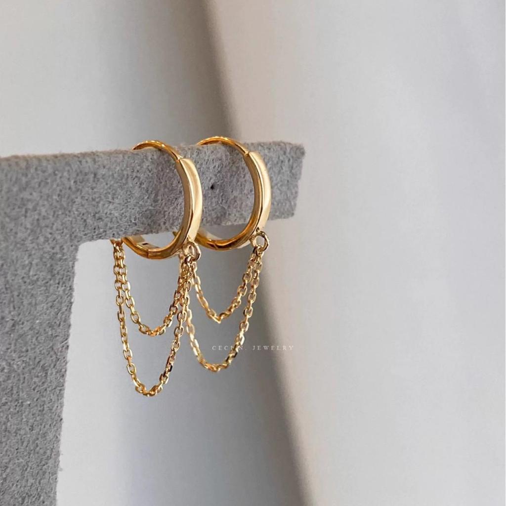 S925 Sterling Silver Chic Chain Earrings: Elegant & Minimalist Design, Comfortable All-Day Wear, Trendy Ear Accessories.