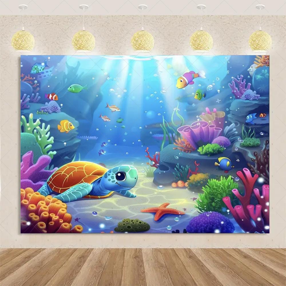 Marine Life Exploration Ocean Theme Series Birthday Party Decoration Background Cloth Gift Underwater Banner Photography Studio