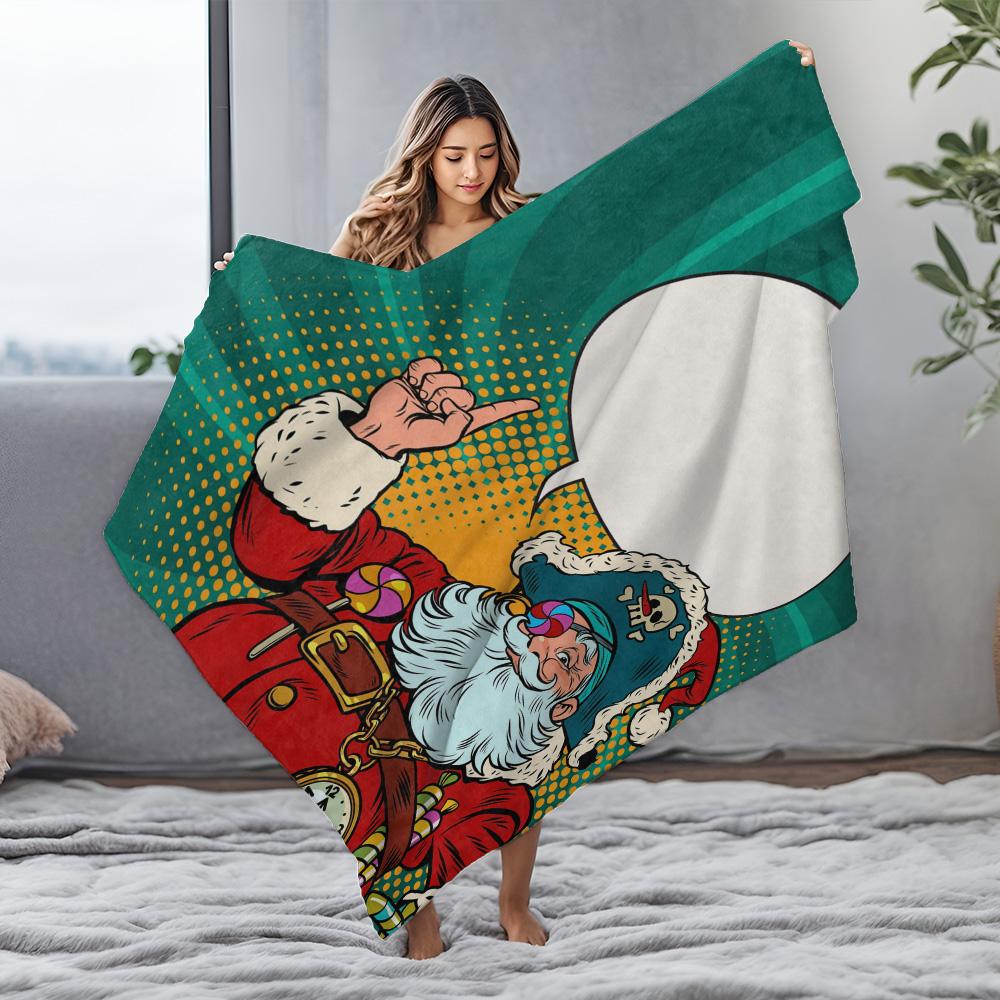 Santa Claus Throw Blanket Pirate Christmas Festive Cozy Home Decor Gift Holiday Reindeer Elf Novelty Warm Bedspread Decoration