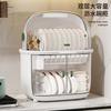 Kitchen Dish Drainer with Cover Storage Box for Bowls Plates Utensils Household Organizer Rack