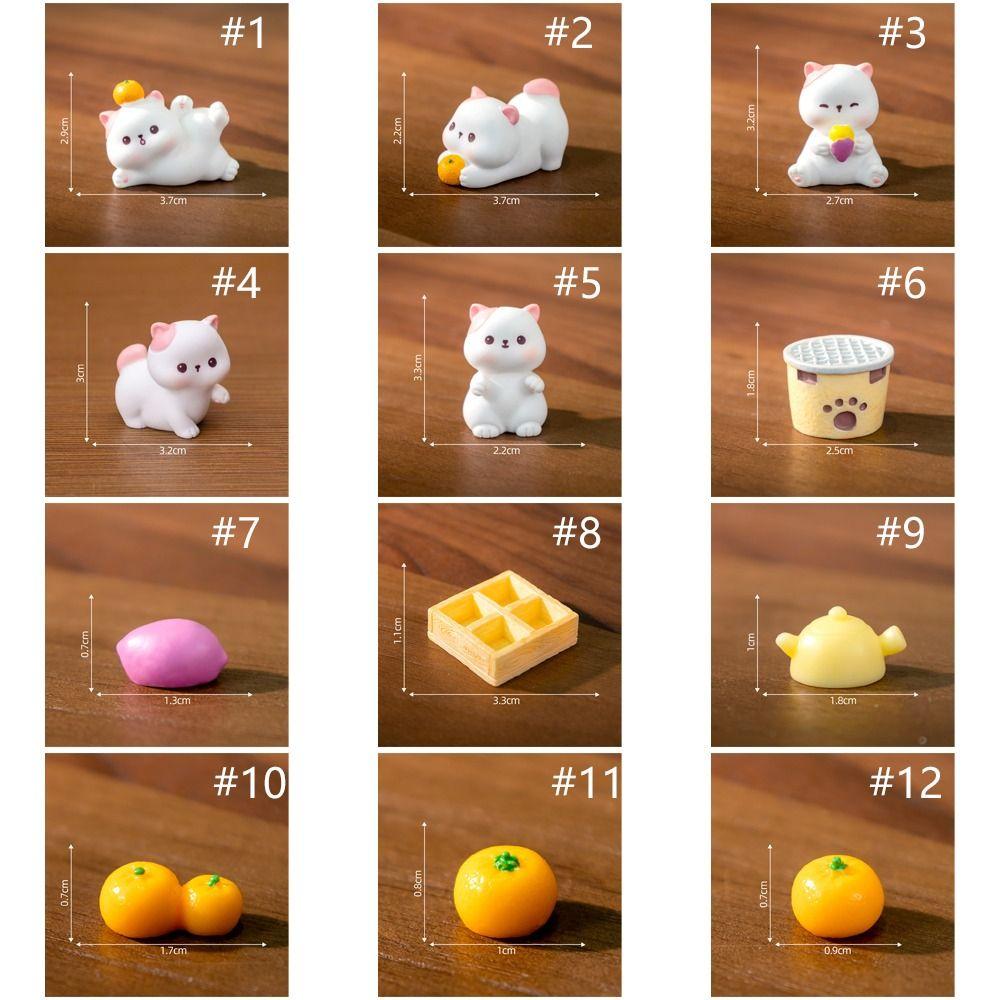 Cute Mini Cat Ornament Cartoon Kitten Statue Cat Figurines Miniatures  Fairy Garden Decorations