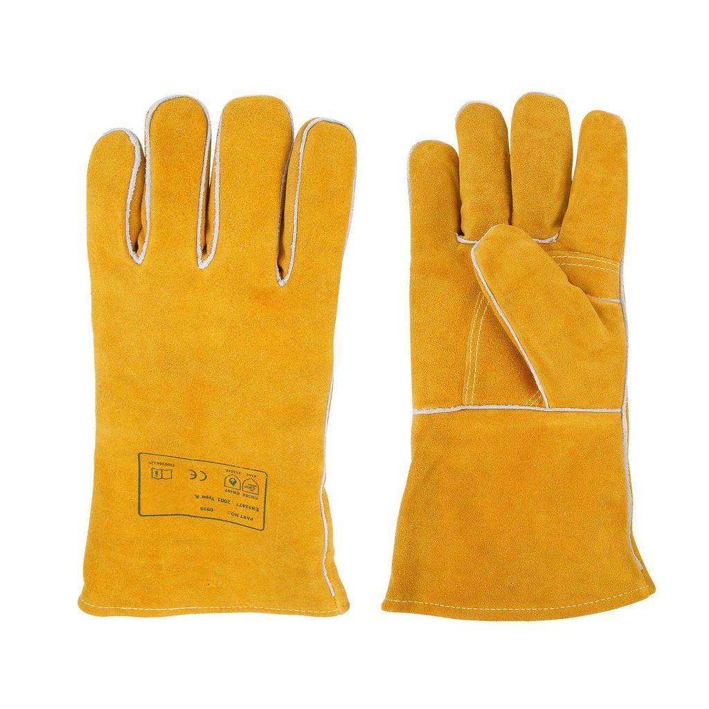 Pair Welding Gloves Skidproof HeatResistant Sweat Absorbing Golden Yellow for Working Safety