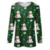 Women's Fashion Casual Long Sleeve Christmas Print Round Neck Pullover Top Blouse
